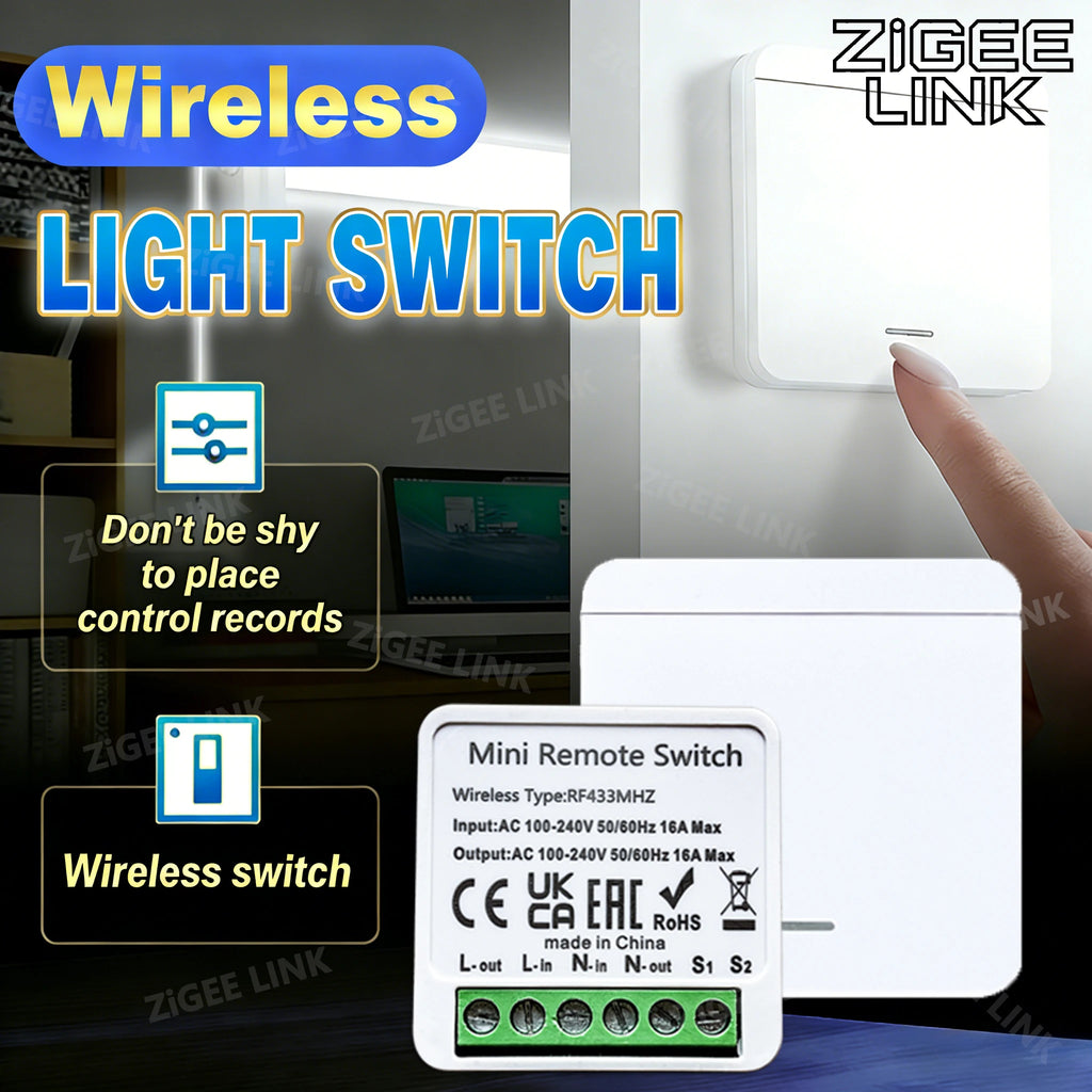 Wireless Light Wall Switch Relay Receiver RF 433Mhz 1/2/3Gang Panel Switch Remote Control Interruptor for LED Lamp Vue