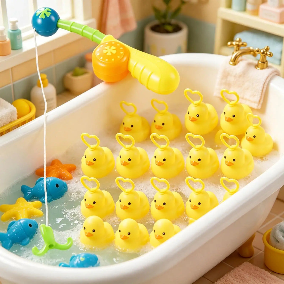 Duck Fishing Toy Set with Pole, Magnetic Catch Game for Kids, Educational Water Play Activity for Toddlers Boys Girls Preschool Vue