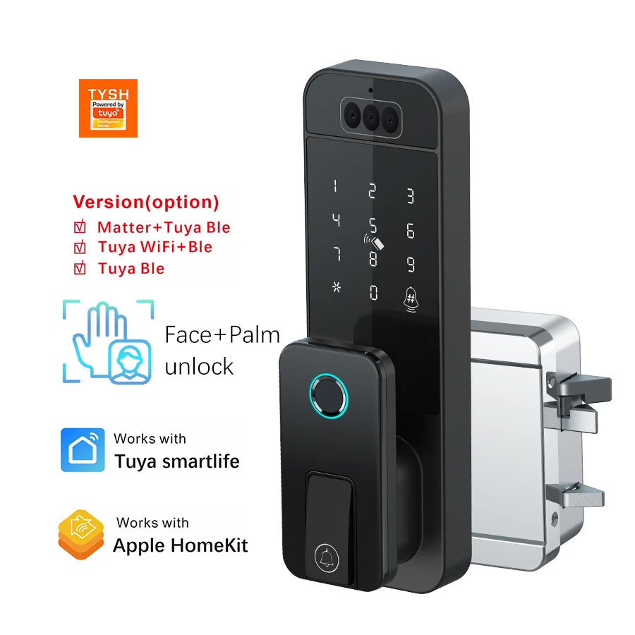 Tuya Digital Face Palm Unlocking Fingerprint Code Lock For Outdoor Gate Waterproof Tuya Wifi Samrt Electronic Lock For Home Vue TUYA WIFI China Mainland