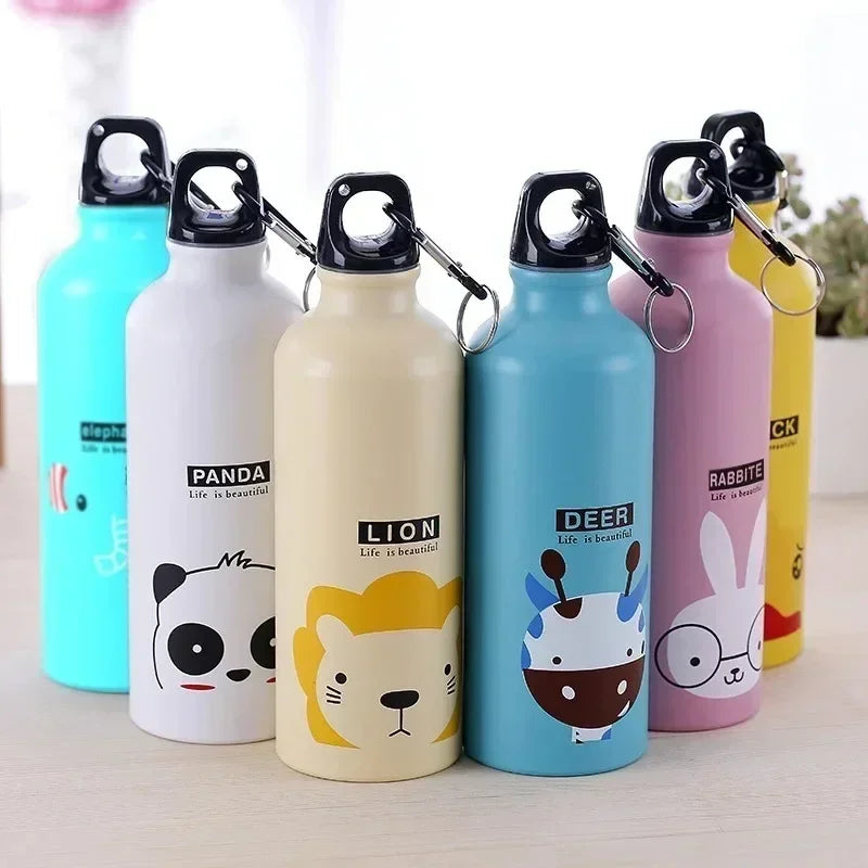 500ML Cartoon Aluminum Water Bottle Cute Animal Print Stainless Steel Water Bottle with Lid Insulated Mug Coffee Mug Vue