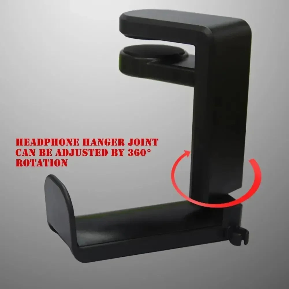 360 Rotation Headphone Hook Holder Gaming Headset Stand PC Adjustable Headphone Bracket Desk Hanger with Cable Clip Universal Vue