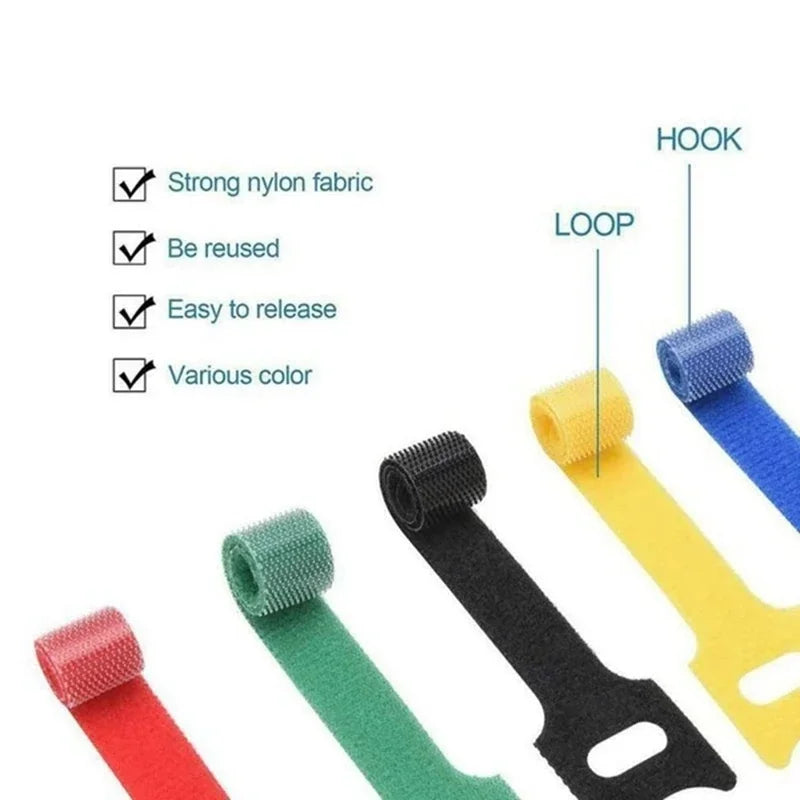 10/30/50pcs Releasable Cable Organizer Ties Mouse Earphones Wire Management Nylon Cable Ties Reusable Loop Hoop Tape Straps Tie Vue