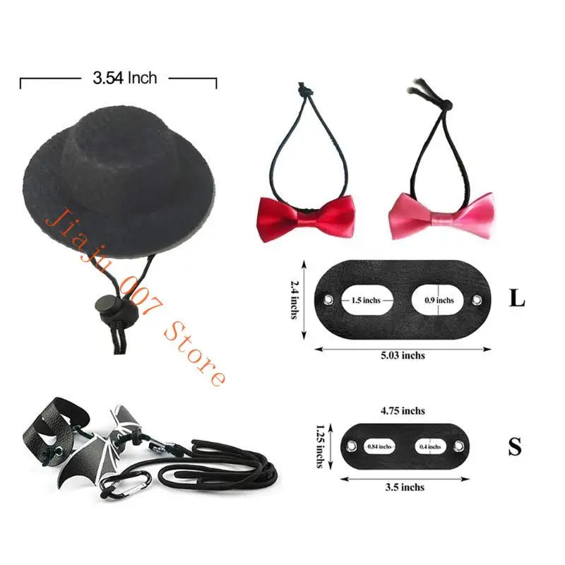 Bearded Dragon Harness Leash & Costume Set – Hat & Bow Tie Reptile Costume Set Vue