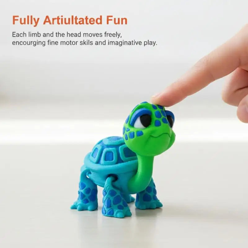 Plastic 3D Printed Turtle Animal Model Cartoon Style Exquisite Home Ornament for Children Educational Display Vue