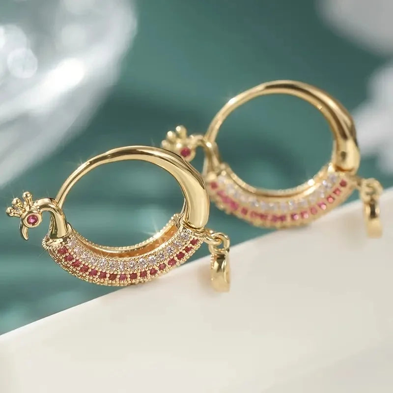 Huitan Cubic Zirconia Geometric Hoop Earrings for Women Hoop Earrings Vue