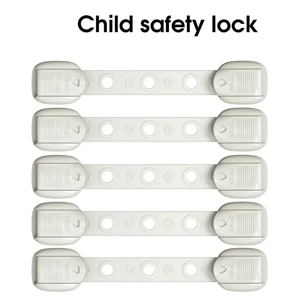 5 PCS Adjustable Multi Latches Baby Safety Locks for Cabinets and Drawers Anti-Pinch Hand Buckle Prevent Accidents Vue B158 -Gray-5Pcs