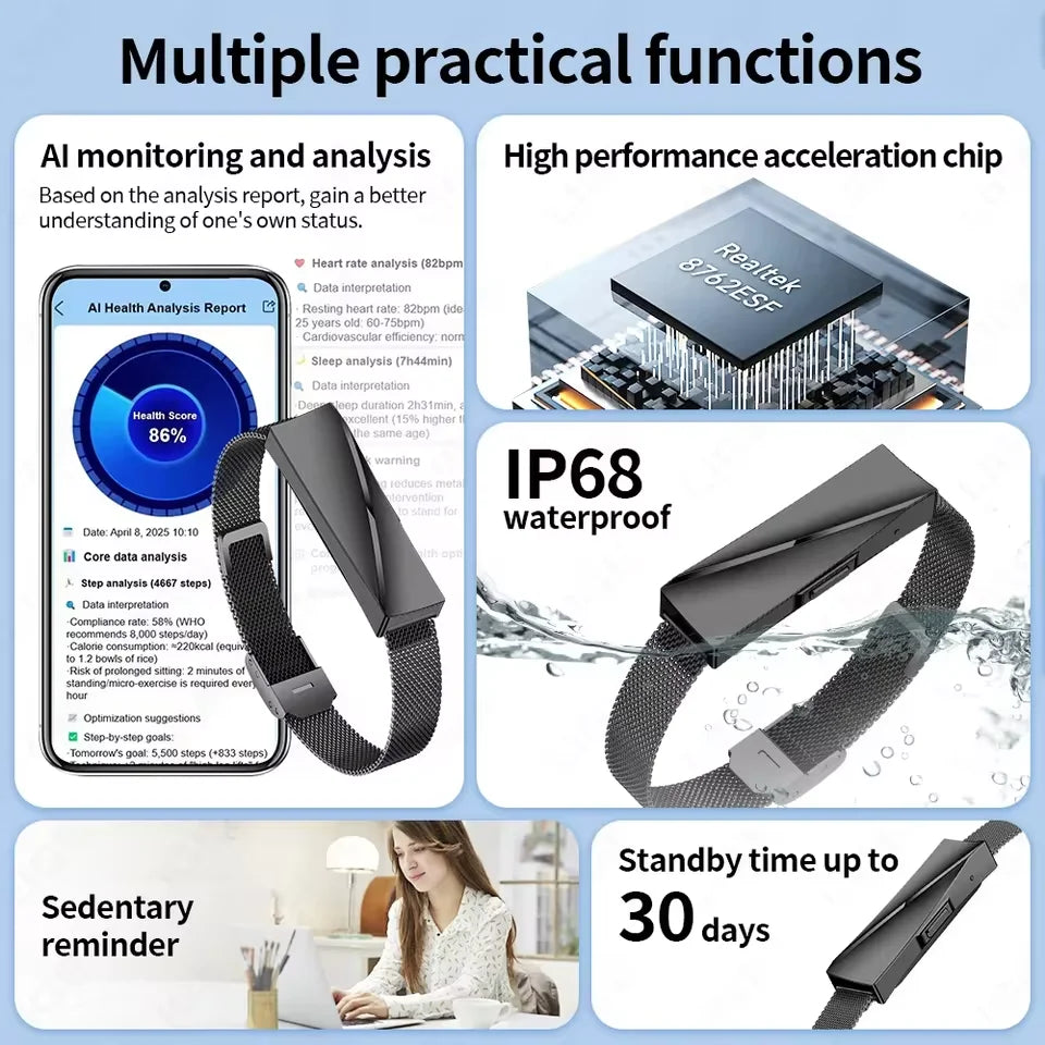 Call Reminder Smartwatch Band for Men Women Sports Fitness Tracker Smart Bracelet Heart Rate Blood Oxygen Monitor Pedometer Vue