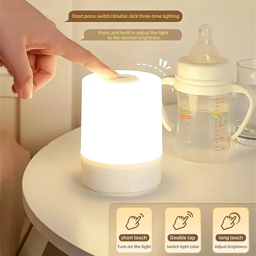 Adjustable Brightness LED Touch Lamp Motion Sensor 3-Color Lighting Dimmable Night Light Touch Control Portable Vue