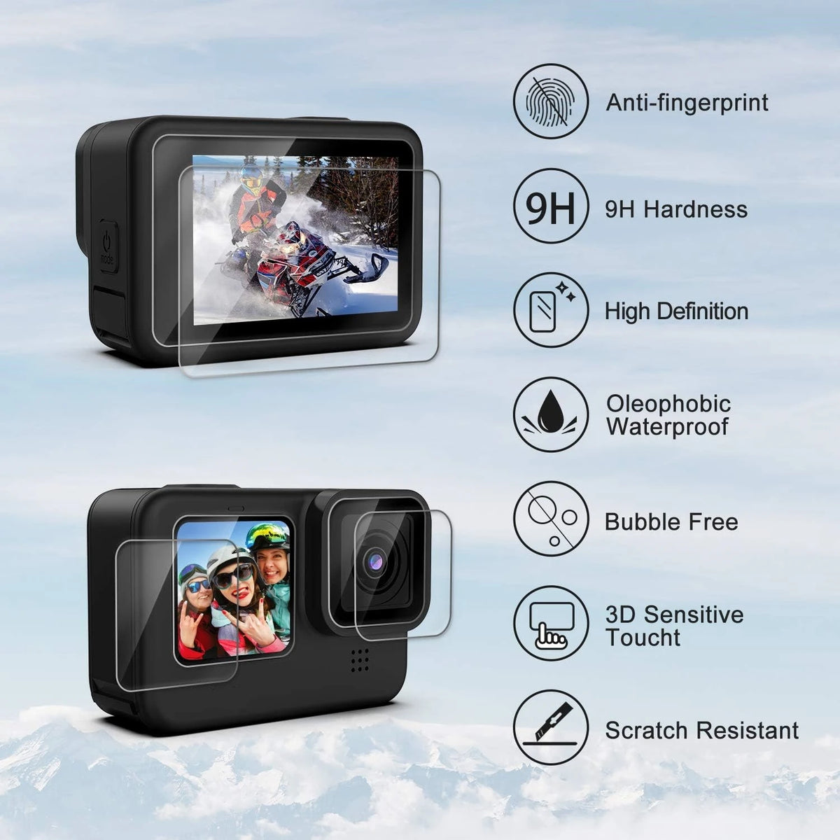 Silicone Case for GoPro Hero 12 11 10 9 Black Tempered Glass Screen Protector Protective Film Lens Cap Cover for Go Pro 11 Case Vue