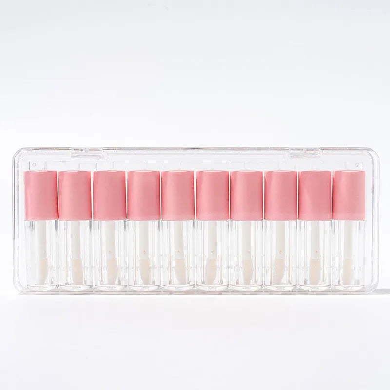 1.2ML Empty Lip Gloss Tube Set Private Label Plastic Refillable Bottles Liquid Lipstick Container lipgloss Sample Mini Tubes Vue pink 5 sets