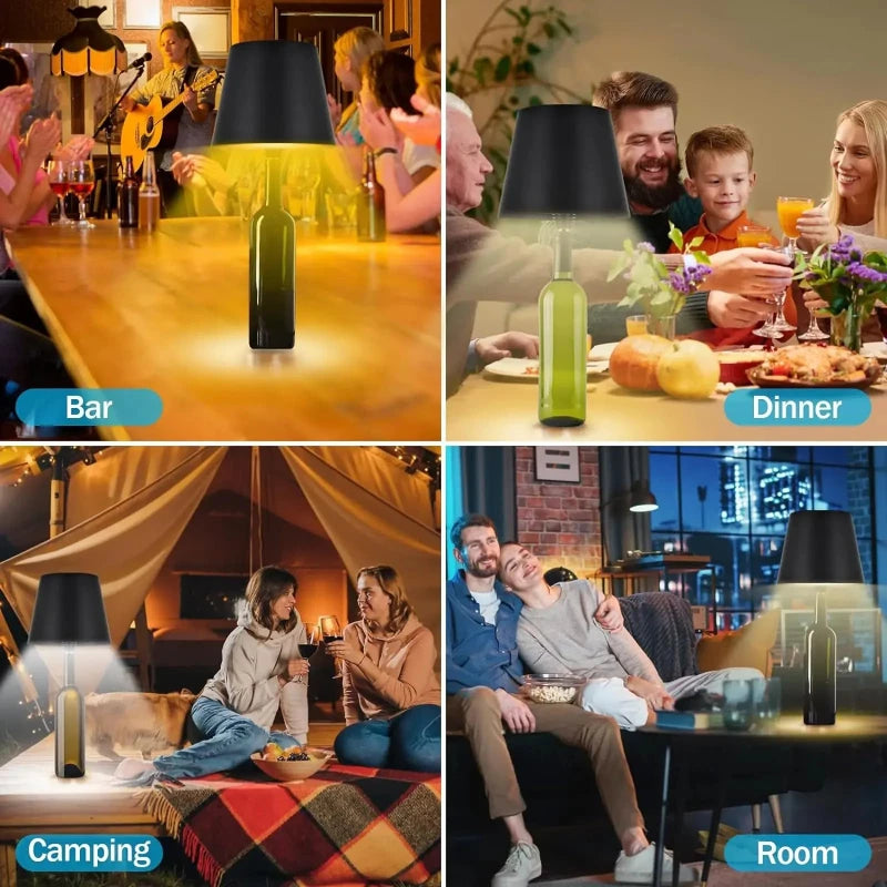Wireless Bottle Table Lamp Touch Control 3 Colors and Stepless Dimming Night Lamp for Outdoor Bar Wine Bottles Decor Desk Lights Vue