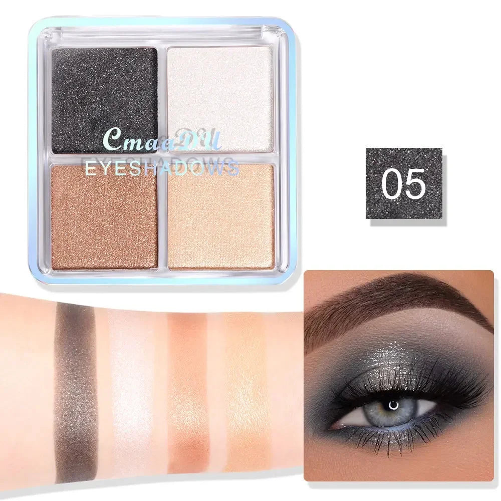 4 Colors Long Lasting Glitter Eyeshadow Palette Matte Shimmer Waterproof Eyeshadow Makeup Palette Smokey Nude Eyeshadow Palette Vue 4 Color 05