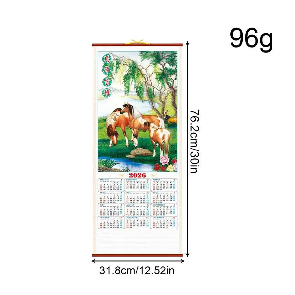 Year of the Horse Wall Calendar Hangable Monthly Planner Paper Traditional Chinese Tear off Wall Calendar Planning for Office Vue A