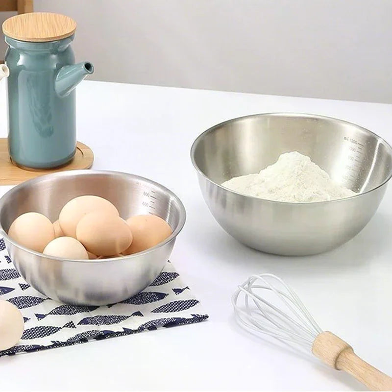 Stainless Steel Bowl Scale Cooking Baking Food Storage Large Capacity
