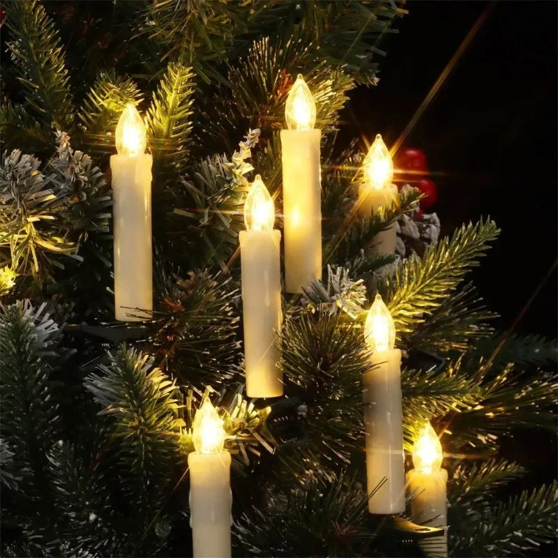 Battery Operated Flameless Taper Candle Lights, LED Christmas String Lights for Tree Home Holiday Decor Vue