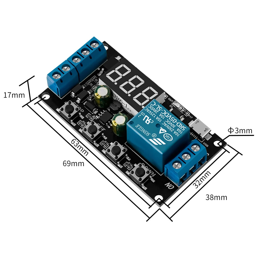 DC 5-30V Micro USB Time Delay Relay LED Display Automation Cycle Delay Timer Control Off Switch Delay Time Relay 5V 12V 24V Vue