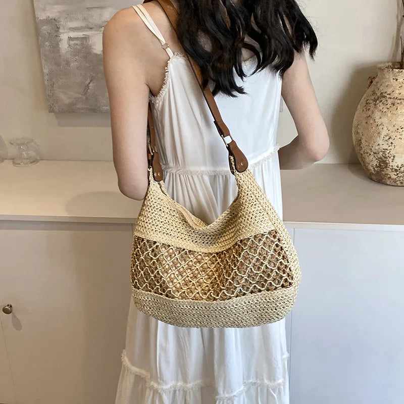 Summer Straw Weaving Shoulder Bag Large Capacity Crochet Beach