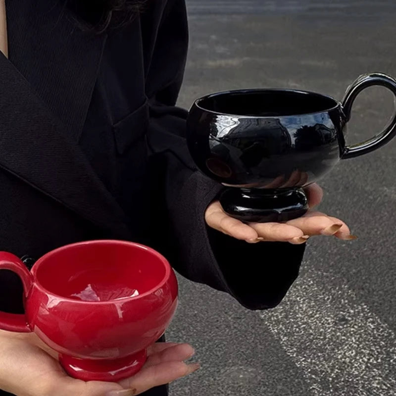 OOTDTY 280ml Ceramic Coffee Mug with Portable Handle Ceramic Coffee Mug Vue