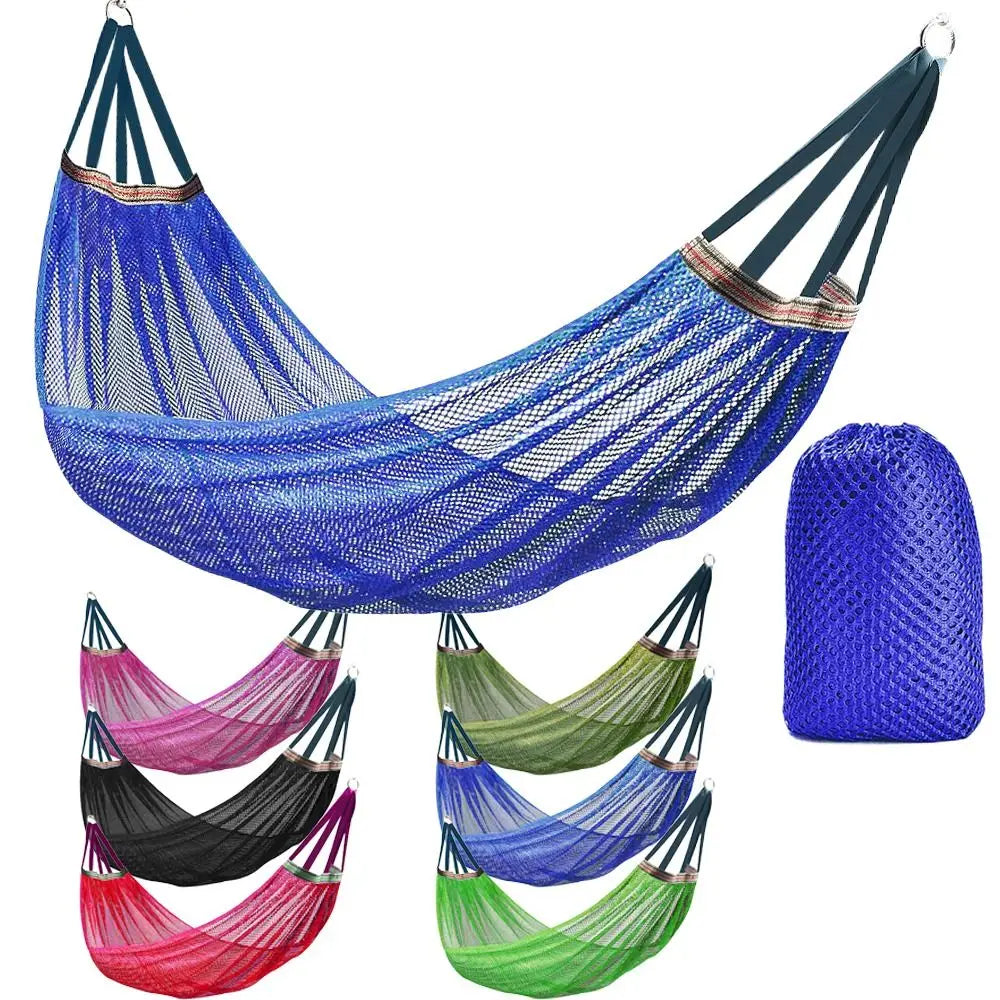 Portable Ice Silk Mesh Hammock Load-bearing 200KG With Storage Bag Leisure Swing Single Wide Hanging Bed Garden Vue