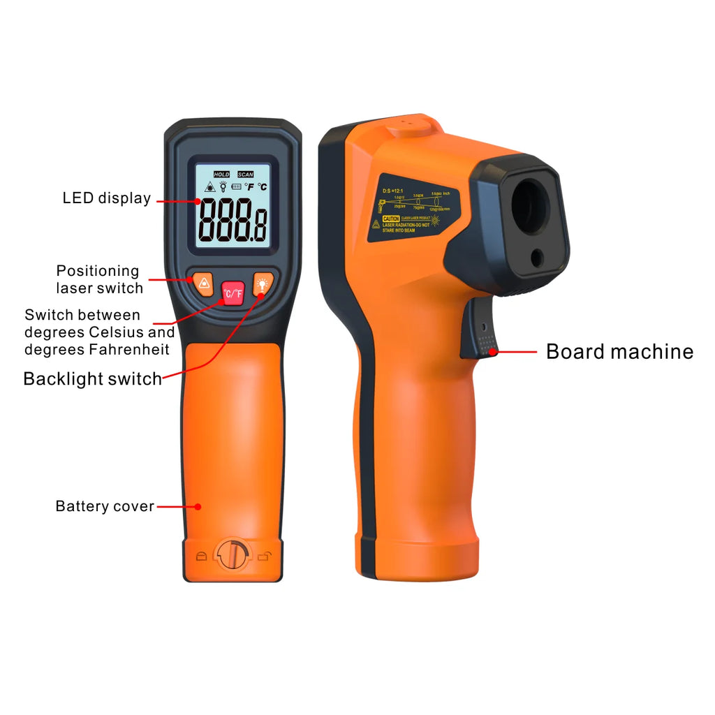 NJTY T600 Infrared Thermometer Handheld Heat Temperature For Cooking Tester Pizza Oven Grill & Engine - Laser Surface Temp Read Vue