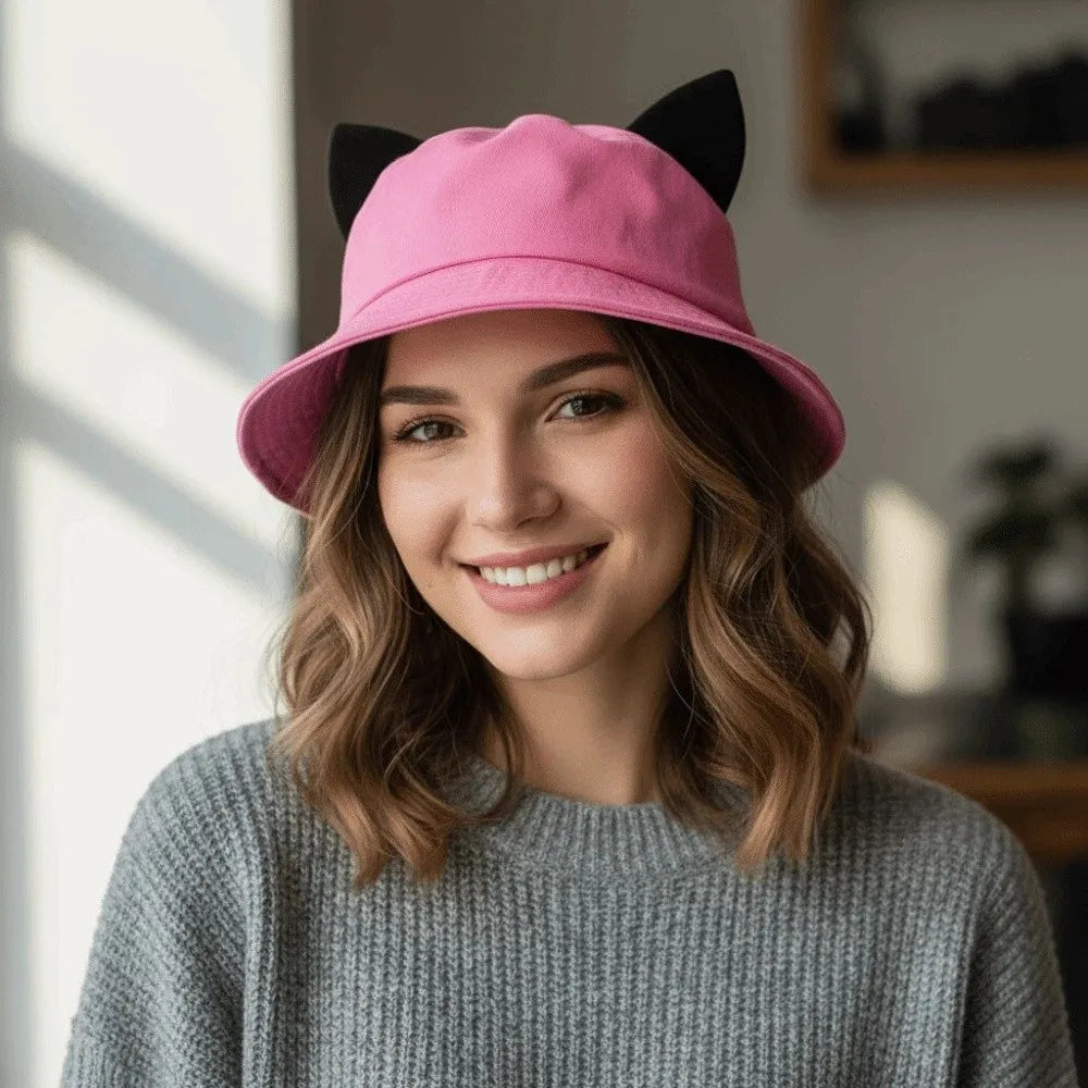 Fashion Cotton Cat Ears Hat Cute Ear Sun Protection Basin Breathable
