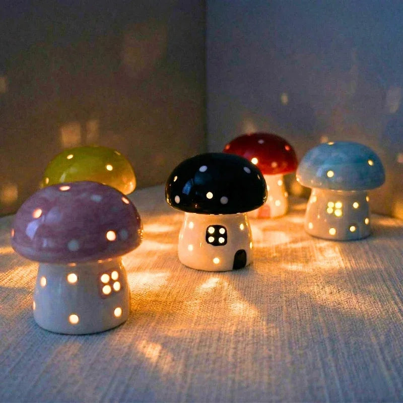 Ceramic Mushroom LED Night Light | Handmade Bedside Lamp & Decor LED Night Light Vue