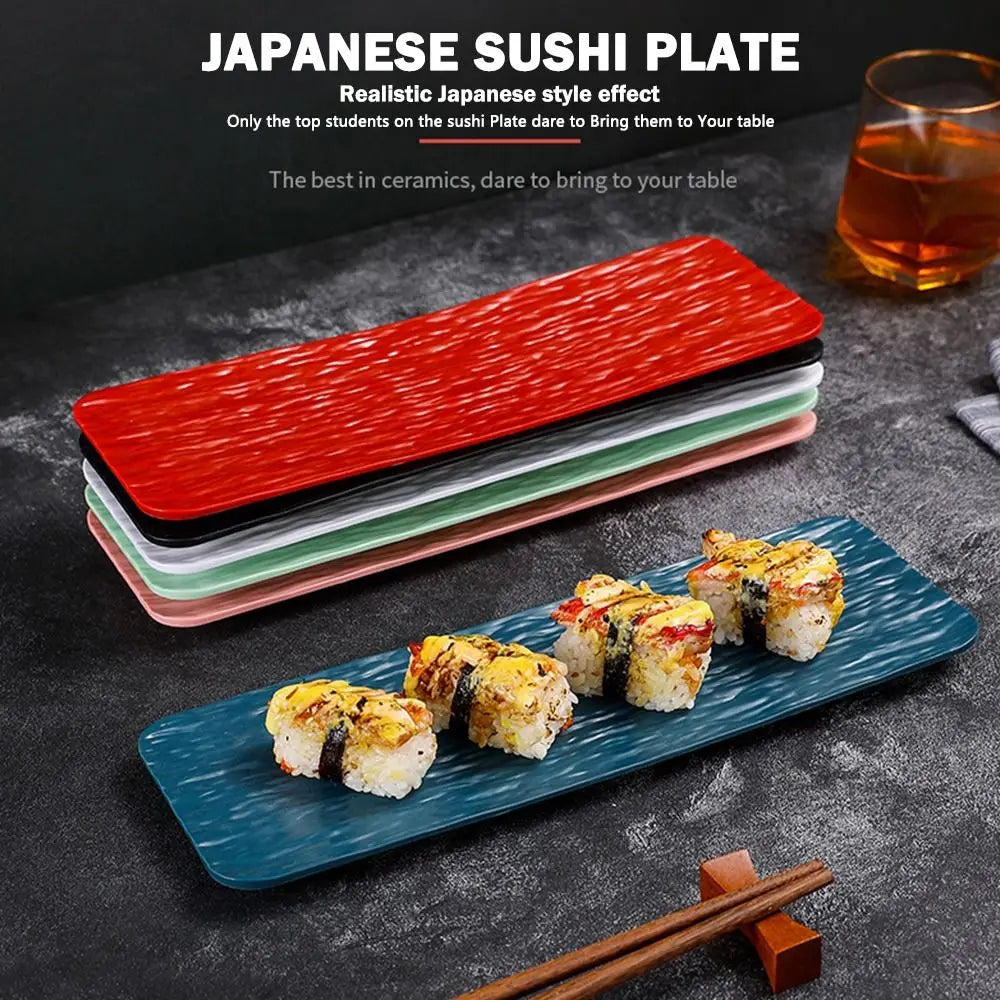 Multicolor Sushi Plate Stone Grain Flat Design Rectangular Long Shape