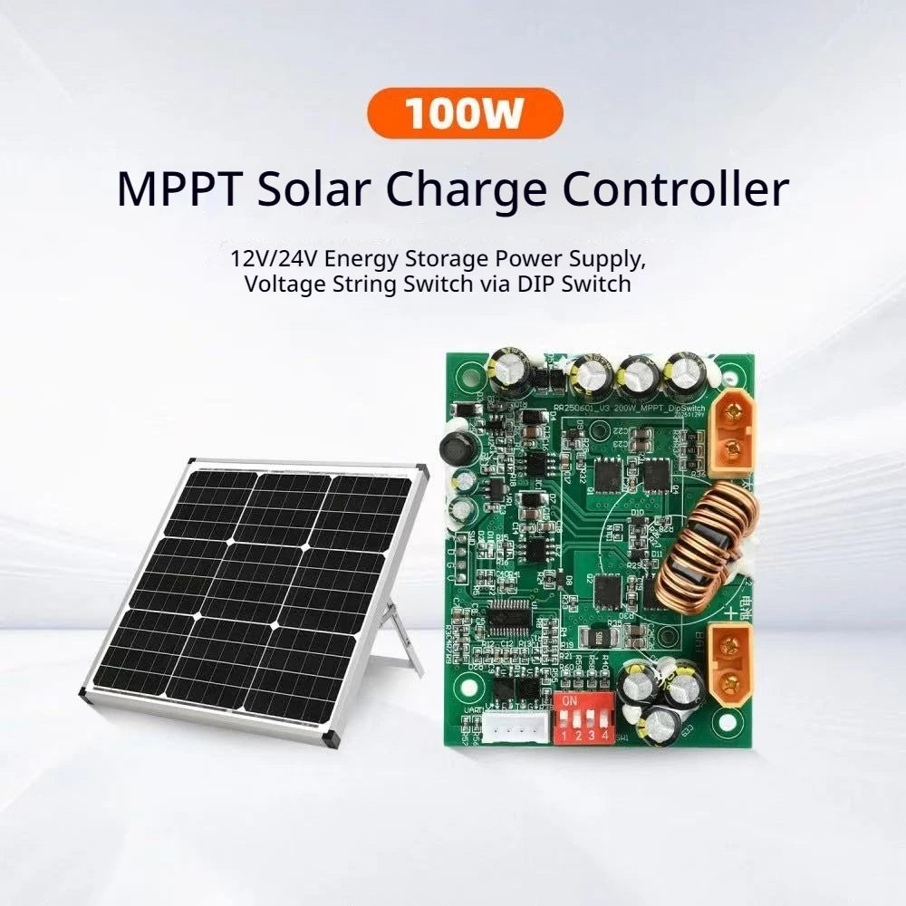 100W MPPT Solar Charge Controller 10A 12-45V Battery Regulator Multi Peak Tracking PV Input 11-45V DIP Switch Voltage Adjustable Vue Default Title
