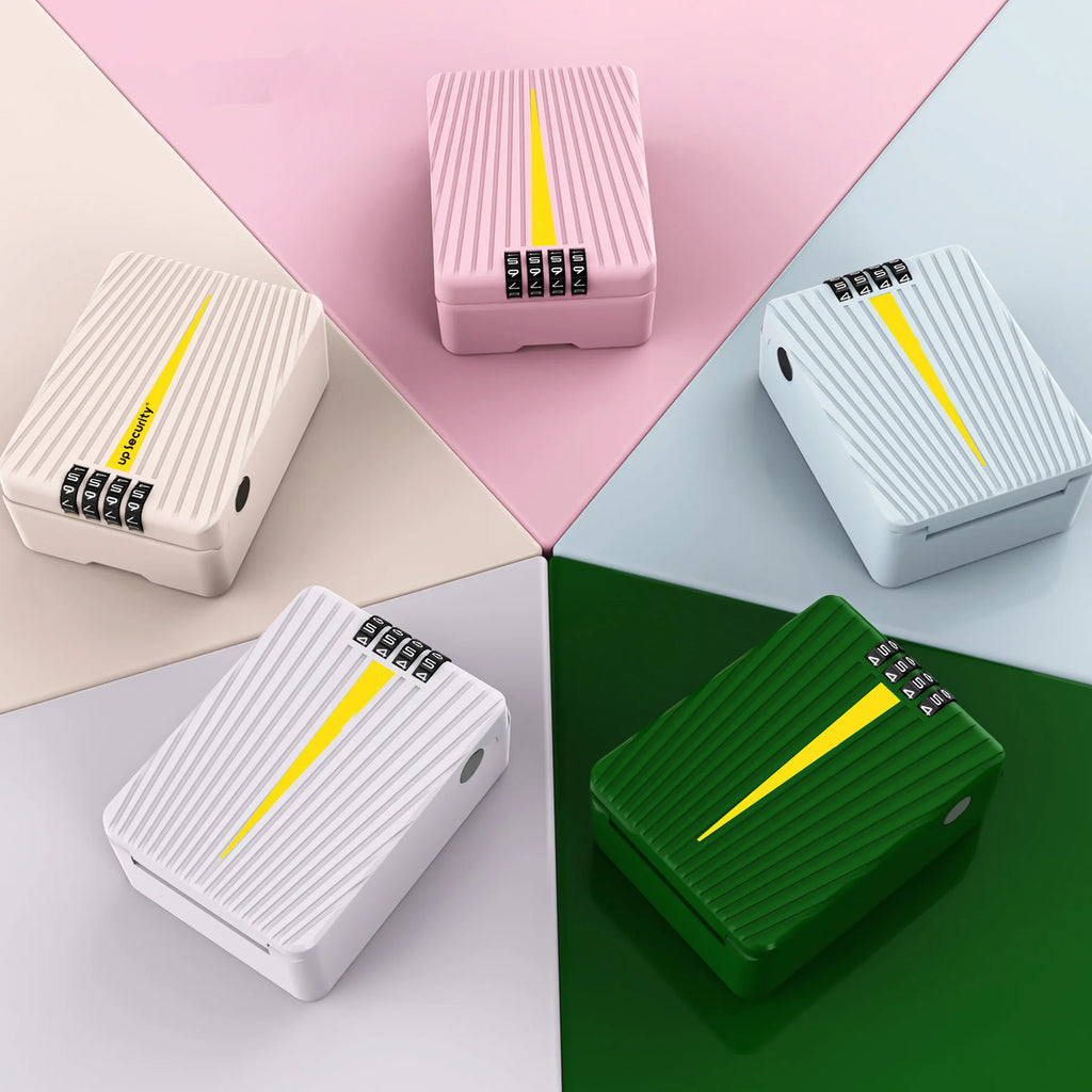 Creative Color Wall Mounted Key Safe Box 4-digit Code Lock Password Plastic Money Safe Storage Box For Home Office Student Desk Vue