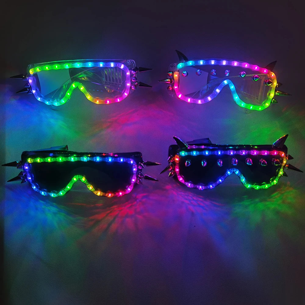 Full Color Remote Control LED Glasses Pixel Goggles Light Up Rave Costume Party Decor DJ SunGlasses Vue