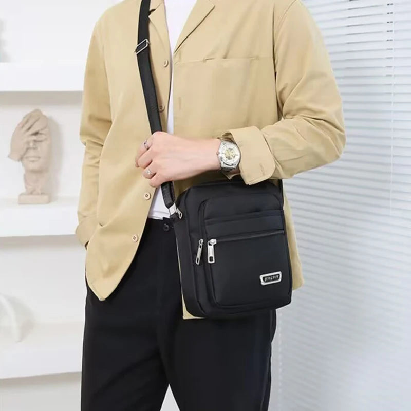 Neutral Shoulder Bag Men Women Multiple Pockets Made Nylon Material