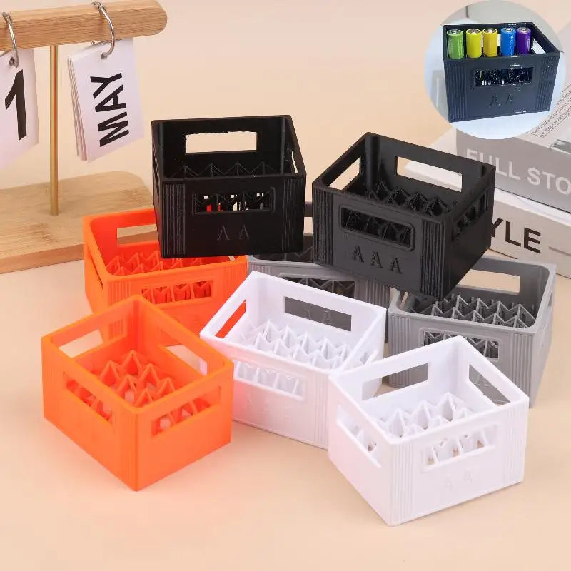 3D Printed Beer Crate Style Battery Storage Case No. 5 Aa No. 7 Aaa Battery Basket Stackable Batteries Storage Box Home Decor Vue