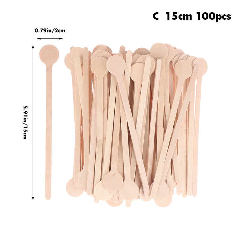 100/50Pcs Coffee Sticks Disposable Wooden Coffee Stirrers Hot Cold Drinking Stir Beverage Stir Sticks Biodegradable Utensils Vue C-100PCS