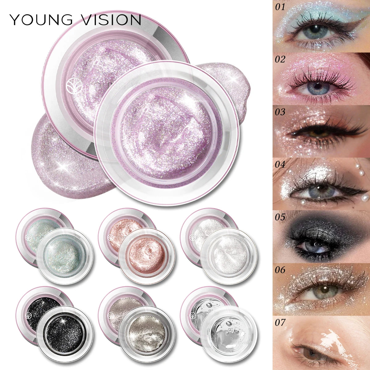 1pcs highlighter liquid eye shadow, waterproof, non-greasy, long-lasting highlight & smoky eye shadow with makeup brush, Vue