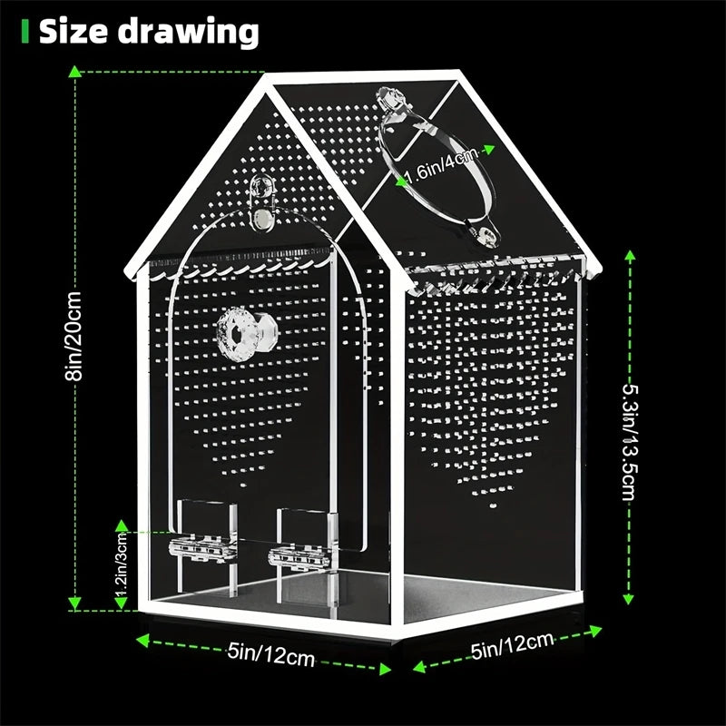 Transparent Acrylic House Insect Habitat Box Waterproof Sealed Reptile Feeding Terrarium For Kids Hobbyist Lab Science Gift Vue