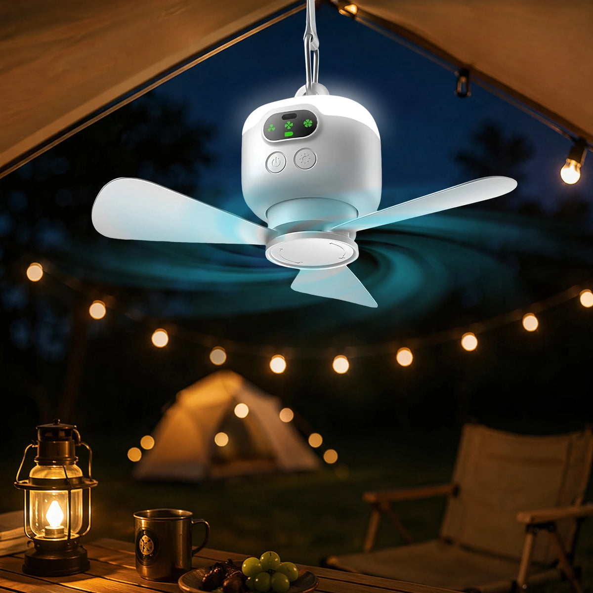 Quiet Hanging Fans 3 Speeds Hanging Tent Fans Wireless Mini Ceiling Fans for Tents Canopies Beach RV Car Camper & Outdoors Vue