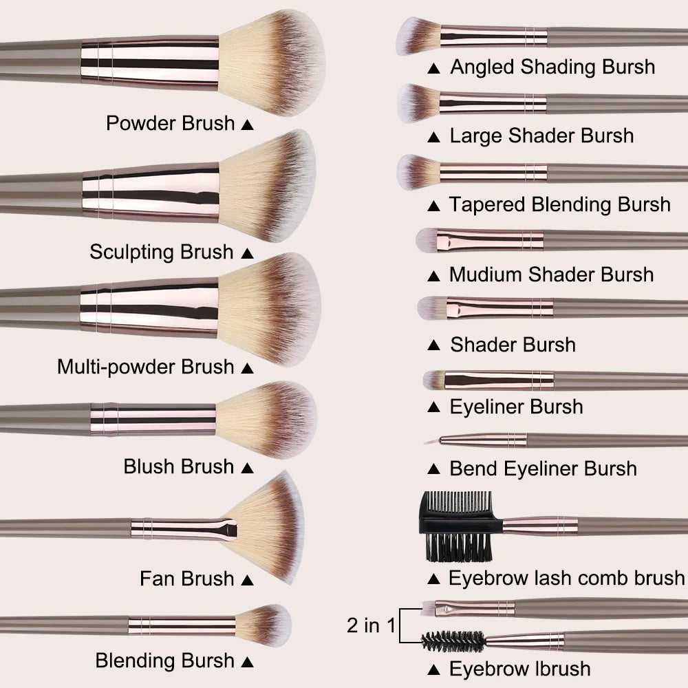 Brown Makeup Brushes 1-32pcs Set Portable Soft Makeup Tool Premium Synthetic Foundation Concealers Eyeshadows Brush Daily Makeup Vue