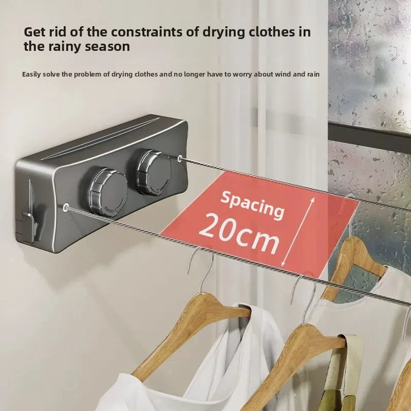Retractable Clothesline, Invisible Stainless Steel Drying Rack for Indoor Outdoor Balcony Bathroom, Portable Travel Clothes Line Vue
