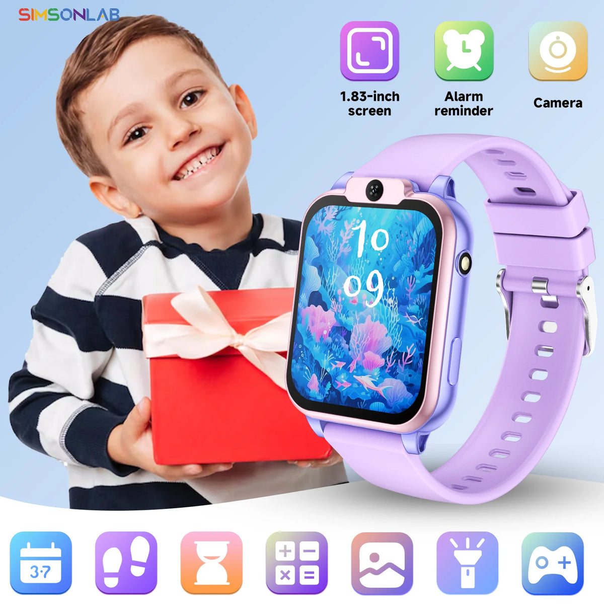 New Smartwatch for Kids 18 Variety of Games Sleep Monitoring HD Camera Control Flashlight Parent-child Interaction Perfect Gifts Vue