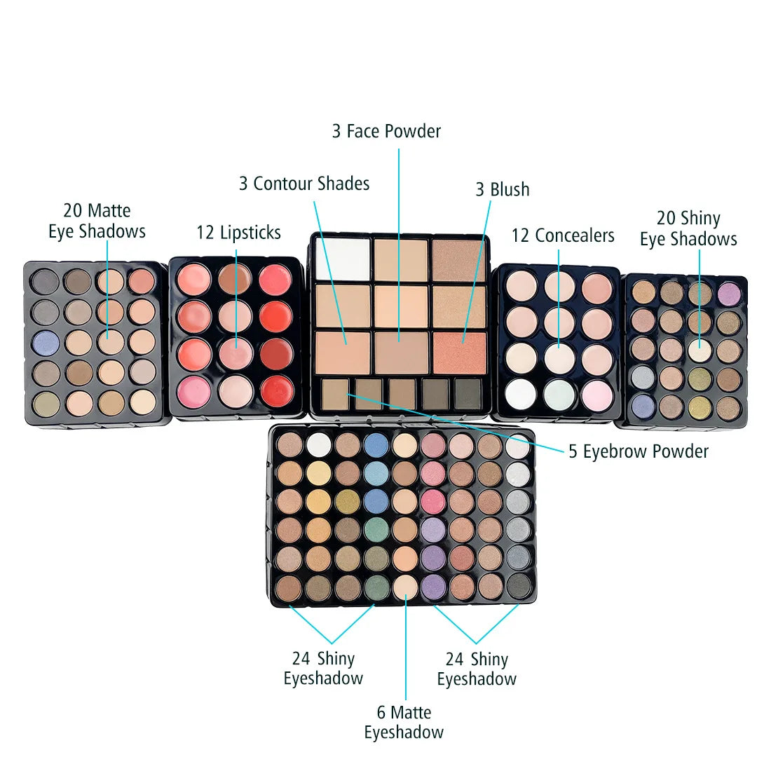 Professional Beauty Cosmetic Kit Lipsticks Lip Liner Face Powder Contour Shades Concealers Combination Makeup Set Gift For Women Vue