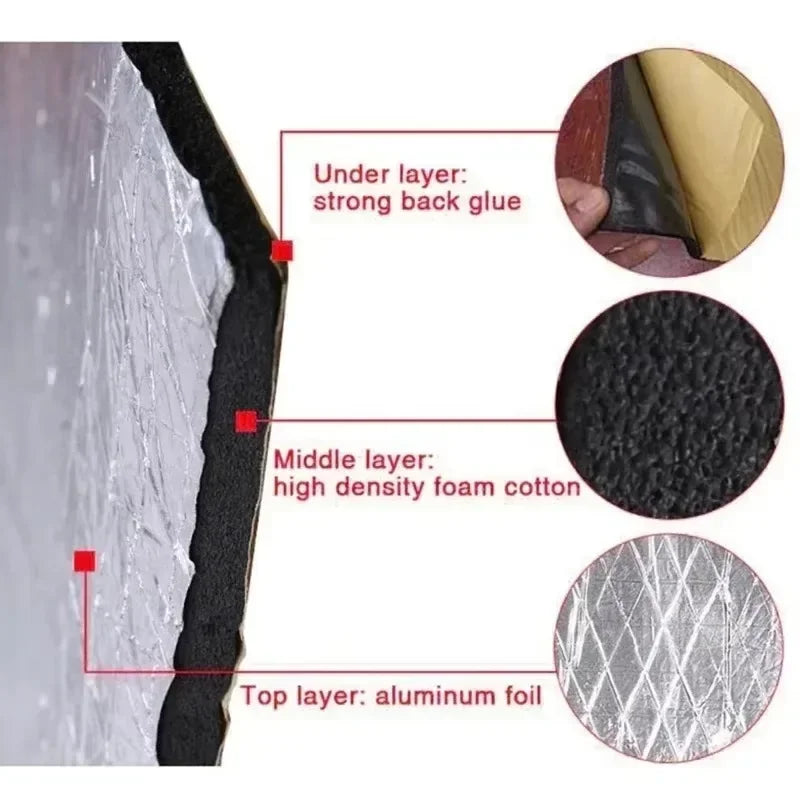 Automotive Thermal and Acoustic Insulation Insulating Mat 5mm 10mm Thick Aluminium Foil Heat Insulation Cotton Door Bonnet Vue