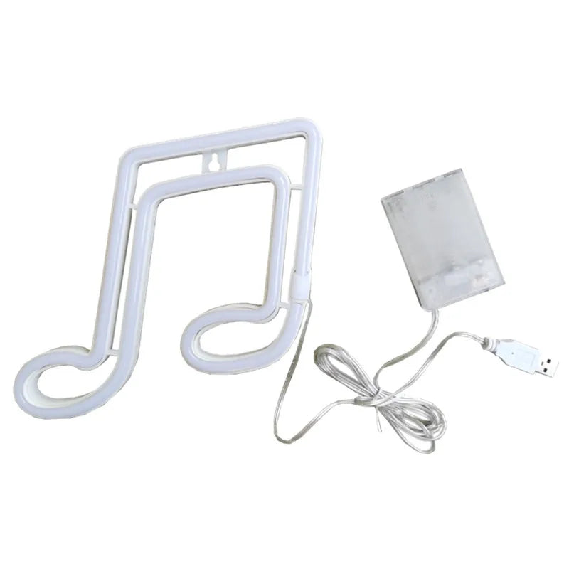 Musical Notes LED Neon Sign USB/Battery Powered LED Light for Bedroom Room Decoration Gift Night Light Decoration Party Holiday Vue