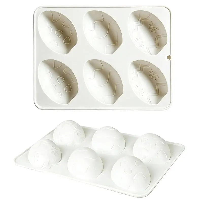ABKW-2Packs Silicone Easter Chocolate Molds 6-Cavity Egg-Shaped - Reusable Vue As Shown