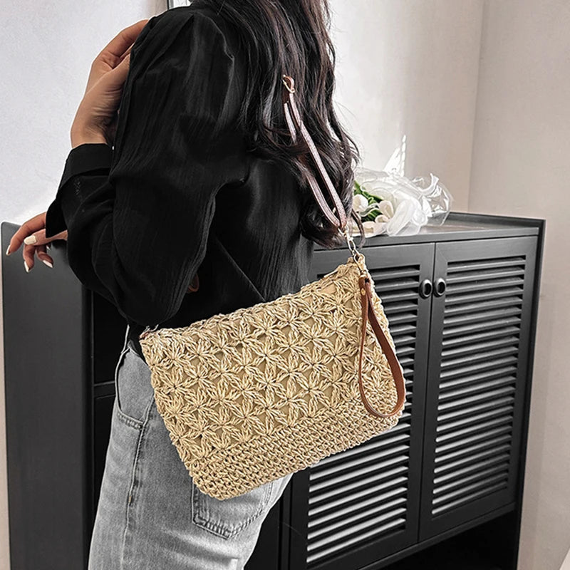 Straw Crossbody Bags Women Summer Woven Shoulder Bag Purse Raffia