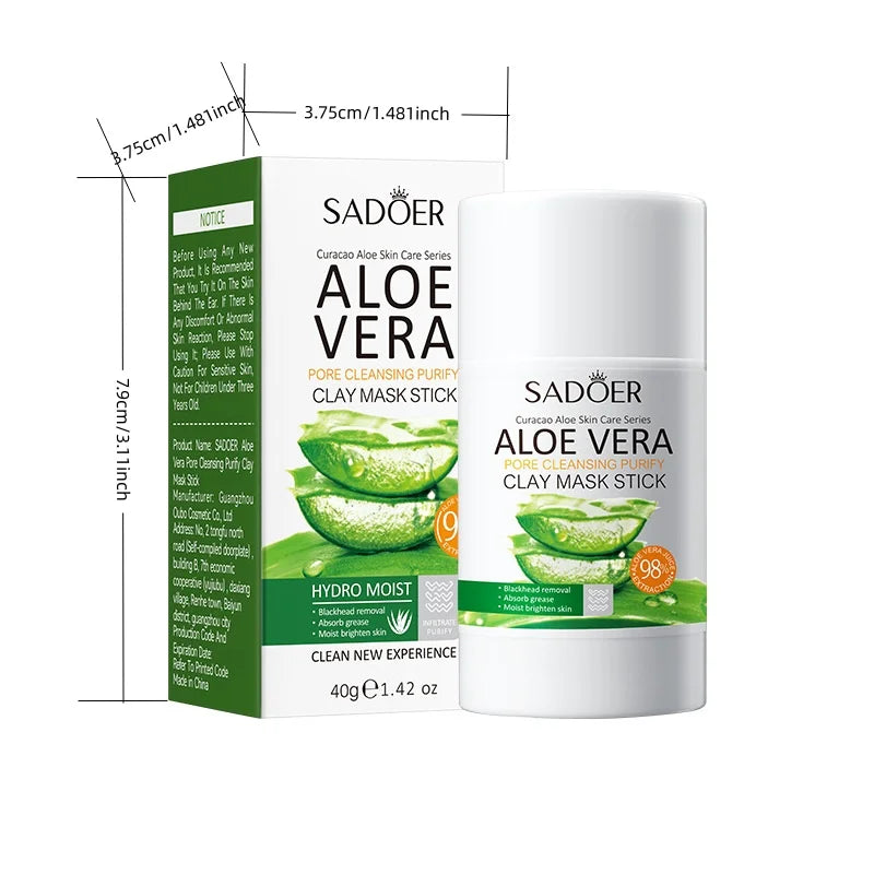 Aloe Vera Mud Mask Stick, Aloe Vera Extract, Cleanses the Skin, Replenishes Skin Moisture, Refreshing and Non-Irritating Vue