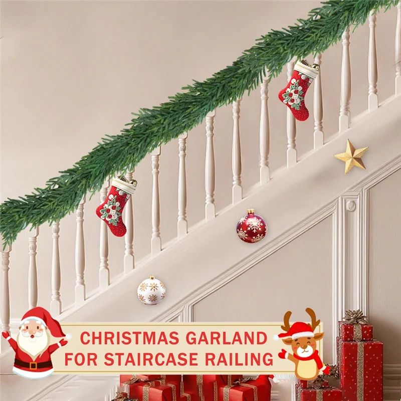 ABKW-Real Touch Soft Drapey Bendable 5 Ft Christmas Cedar Garland For Staircase Lifelike Faux Xmas For Decoration Vue