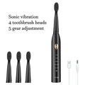 Sonic Electric Toothbrush 5-gear Mode USB Charging 4 colors IPX7 Waterproof Ultrasonic Rechargeable Soft Hair Toothbrush Vue 4 head Black