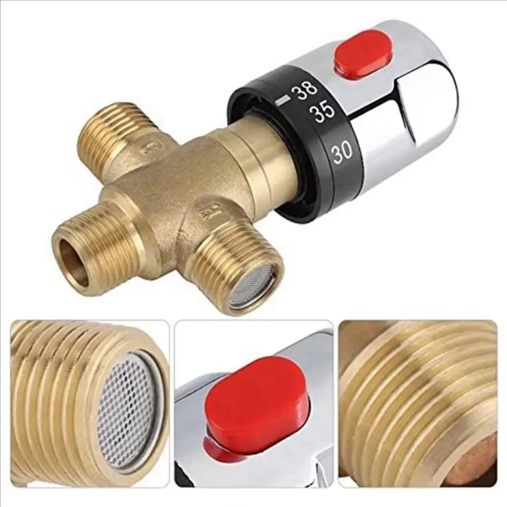 Solid Brass Thermostatic Mixing Valve 3Way Hot and Cold Control Temperature Control Valve General-purpose Pressure Balance Vue