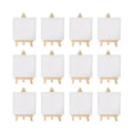 12Pcs Artists 5 inch Mini Easel + 3 inch x3 inch Mini Canvas Set Painting Kids Craft DIY Drawing Small Table Easel for School Vue 10x10cm