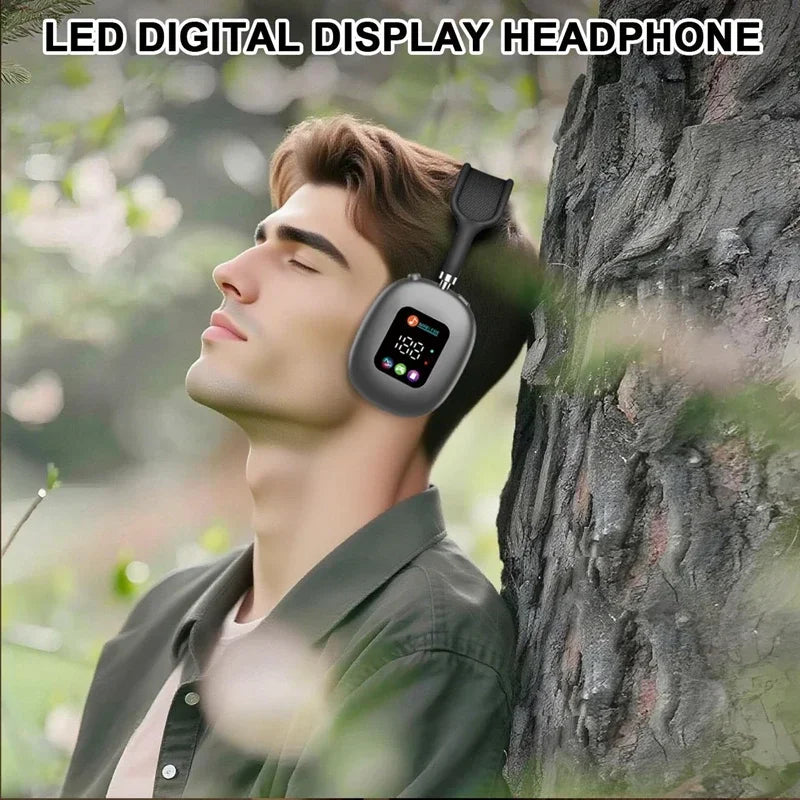 Wireless Headphone AKZ MAX600 Noise Cancelling Headphones Can Use Memory Card Hybrid With Touch Control LED Screen Vue